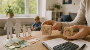 Familienbudget mit Kindergeld, Freibetragsanteilen und Steuerunterlagen