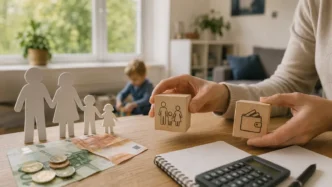 Familienbudget mit Kindergeld, Freibetragsanteilen und Steuerunterlagen