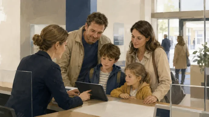 Familie klärt Kindergeld und Anspruchsunterlagen an einer Beratungsstelle