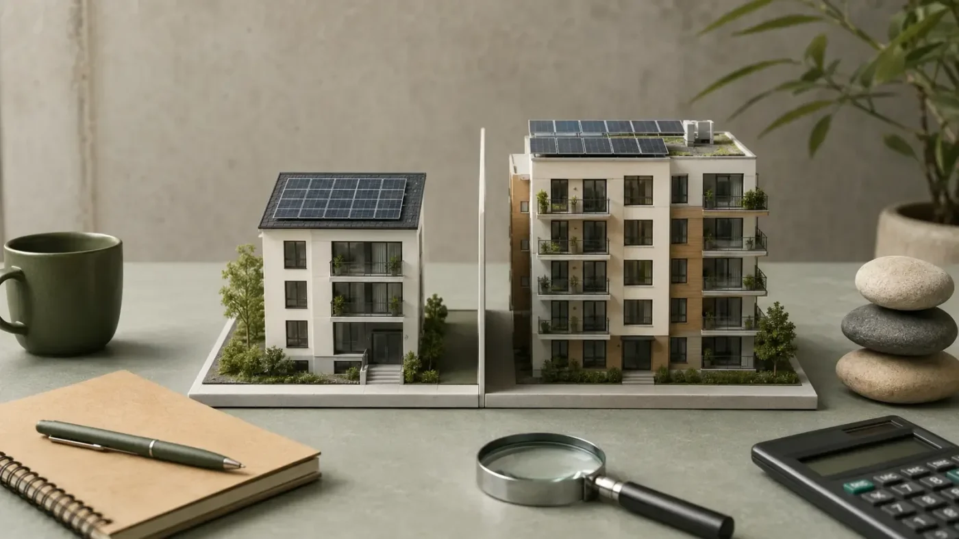 Gebäudemodelle mit Solardächern für Mieterstrom und gemeinschaftliche Versorgung