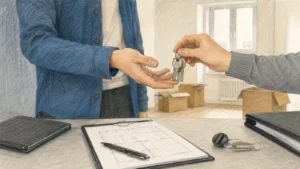 Redaktionelles Motiv zu wohnungsübergabe bei auszug mit Fokus auf protokoll und kautionsschutz