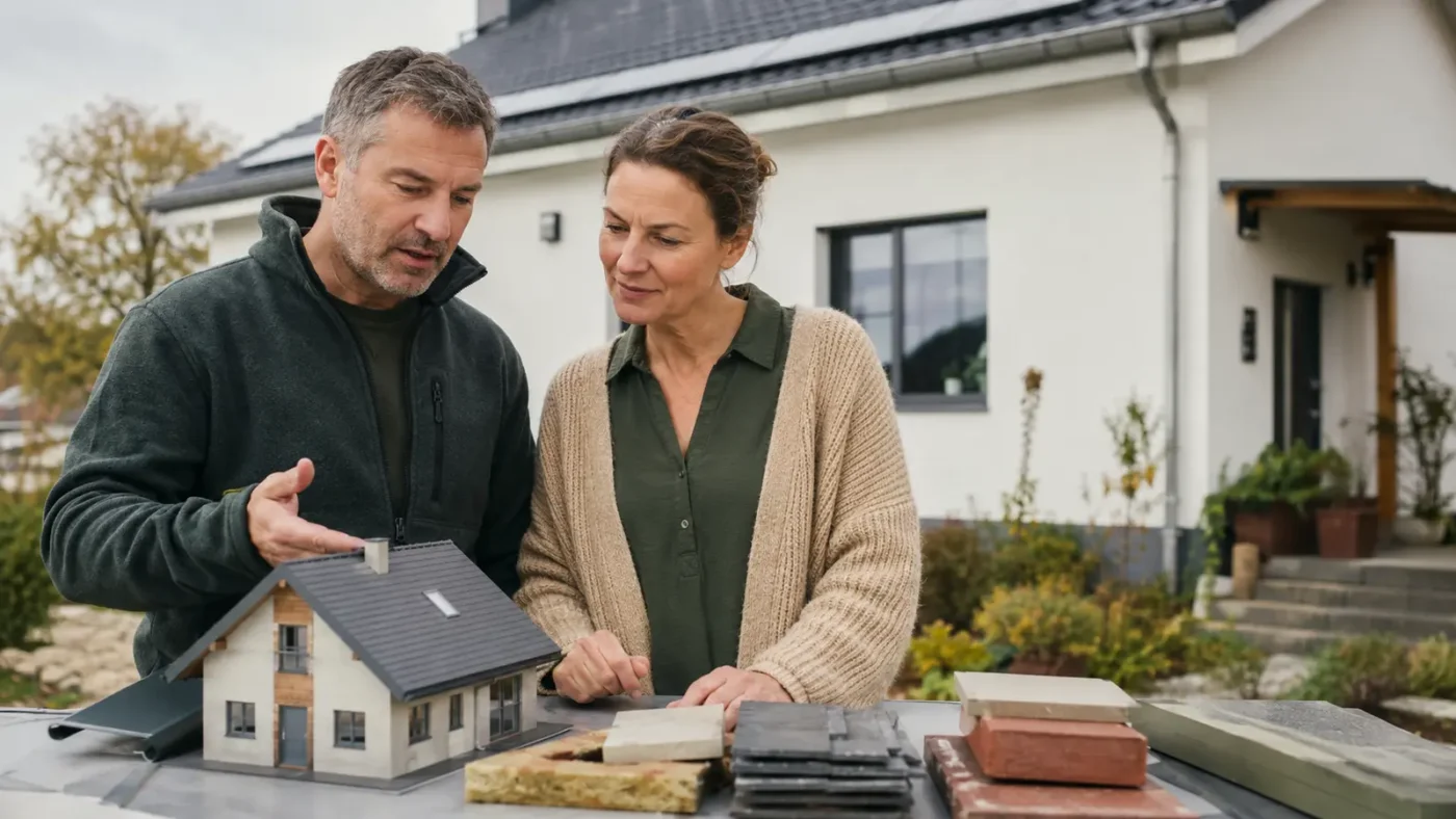 Redaktionelles Motiv zu instandhaltungsplanung für ein einfamilienhaus mit Fokus auf bauteile und zeiträume