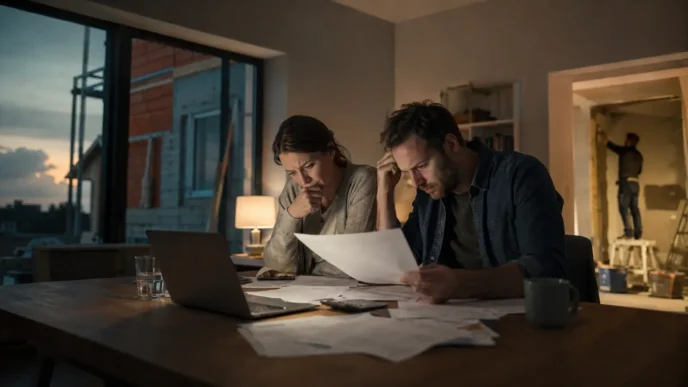 Redaktionelles Motiv zu nachfinanzierung beim hausbau mit Fokus auf ursachen und teure folgen