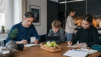 Patchwork-Familie ordnet gemeinsame und kindbezogene Ausgaben