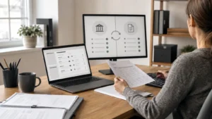 Redaktionelles Motiv zu rechnungssoftware mit bankabgleich mit Fokus auf automatisierung kontrollieren