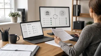 Redaktionelles Motiv zu rechnungssoftware mit bankabgleich mit Fokus auf automatisierung kontrollieren