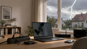 Redaktionelles Motiv zu überspannungsschäden versichern mit Fokus auf blitz, netz und elektronik