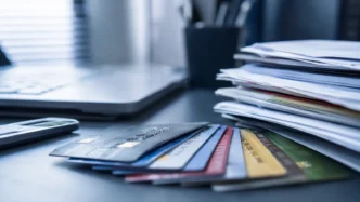 Redaktionelles Motiv zu viele bankkonten und kreditkarten mit Fokus auf einfluss auf die bonitätsbewertung